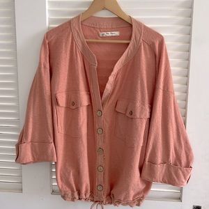We The Free Shirt Size M Dusty Peach 85% Cotton 15% Linen
